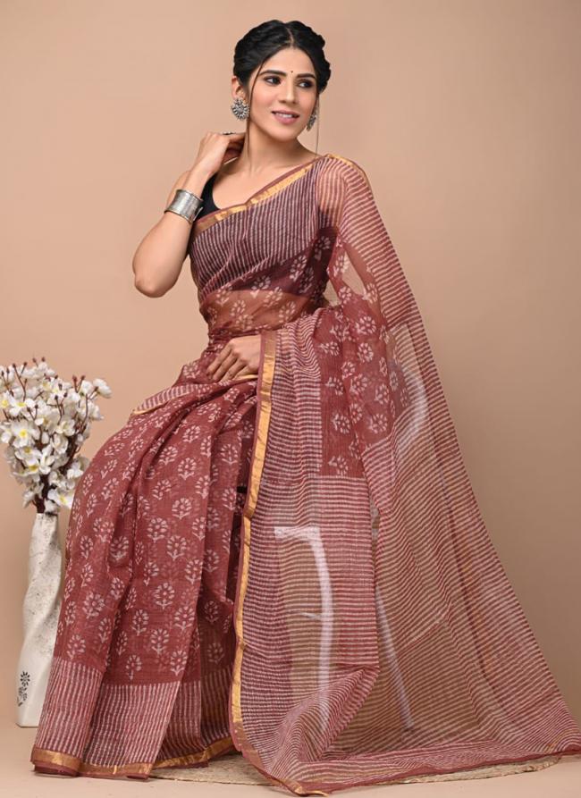 Cotton Red  Digital Printed Saree